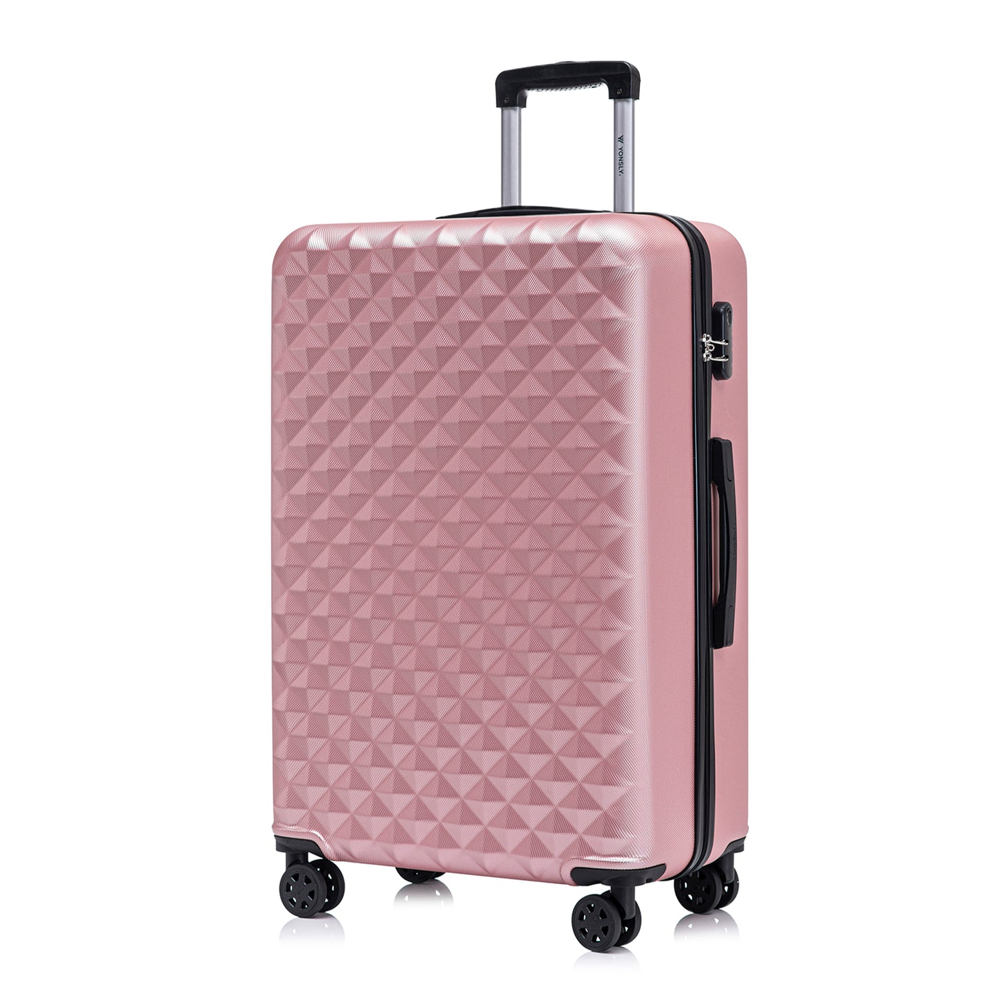 YONSLY® Suitcase, Trolley Travel Suitcase, Cabin Case Rolling Luggage Hand Luggage with 4 360° Wheels, Hard Shell Travel Suitcase, Combination Lock, Soft Rubber Handle