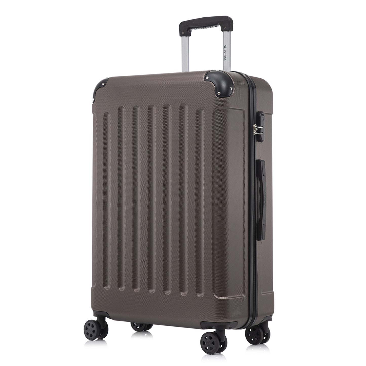 YONSLY® Suitcase, Trolley Travel Suitcase, Rolling Carry-on Luggage with 4 360° Wheels, ABS Hardshell, Security Lock, Soft Rubber Handle, 210D Lining