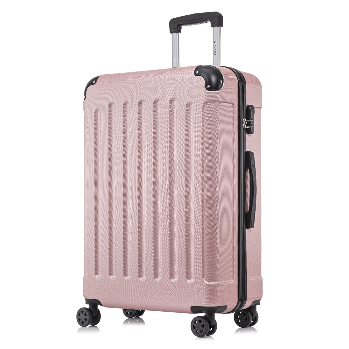YONSLY® Suitcase, Trolley Travel Suitcase, Rolling Suitcase Carry-On with 4 360° Wheels, Hardshell Travel Suitcase, Combination Lock, Soft Rubber Handle