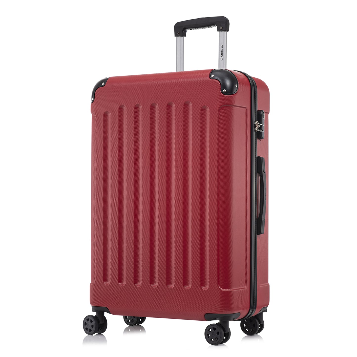 YONSLY® Suitcase, Trolley Travel Suitcase, Rolling Carry-on Luggage with 4 360° Wheels, ABS Hardshell, Security Lock, Soft Rubber Handle, 210D Lining