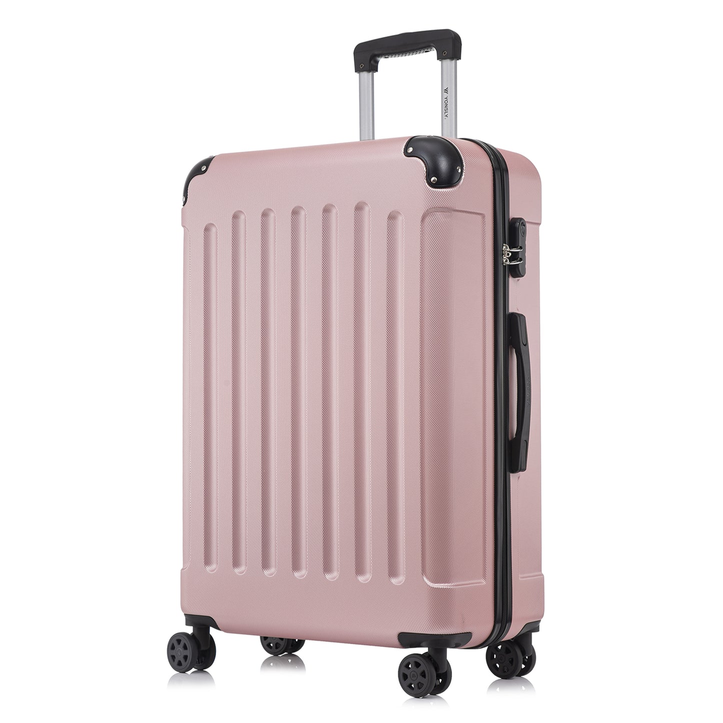 YONSLY® Suitcase, Trolley Travel Suitcase, Rolling Carry-on Luggage with 4 360° Wheels, ABS Hardshell, Security Lock, Soft Rubber Handle, 210D Lining