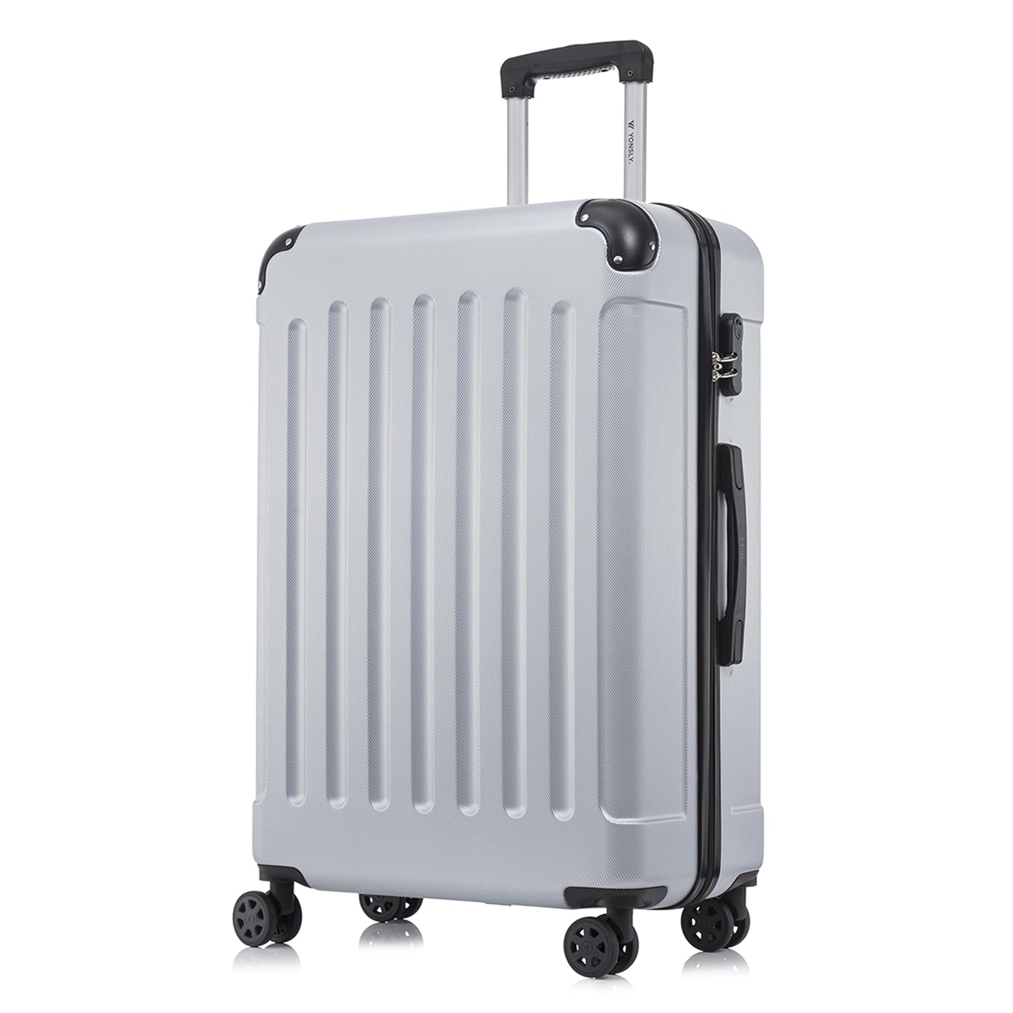 YONSLY® Suitcase, Trolley Travel Suitcase, Rolling Carry-on Luggage with 4 360° Wheels, ABS Hardshell, Security Lock, Soft Rubber Handle, 210D Lining