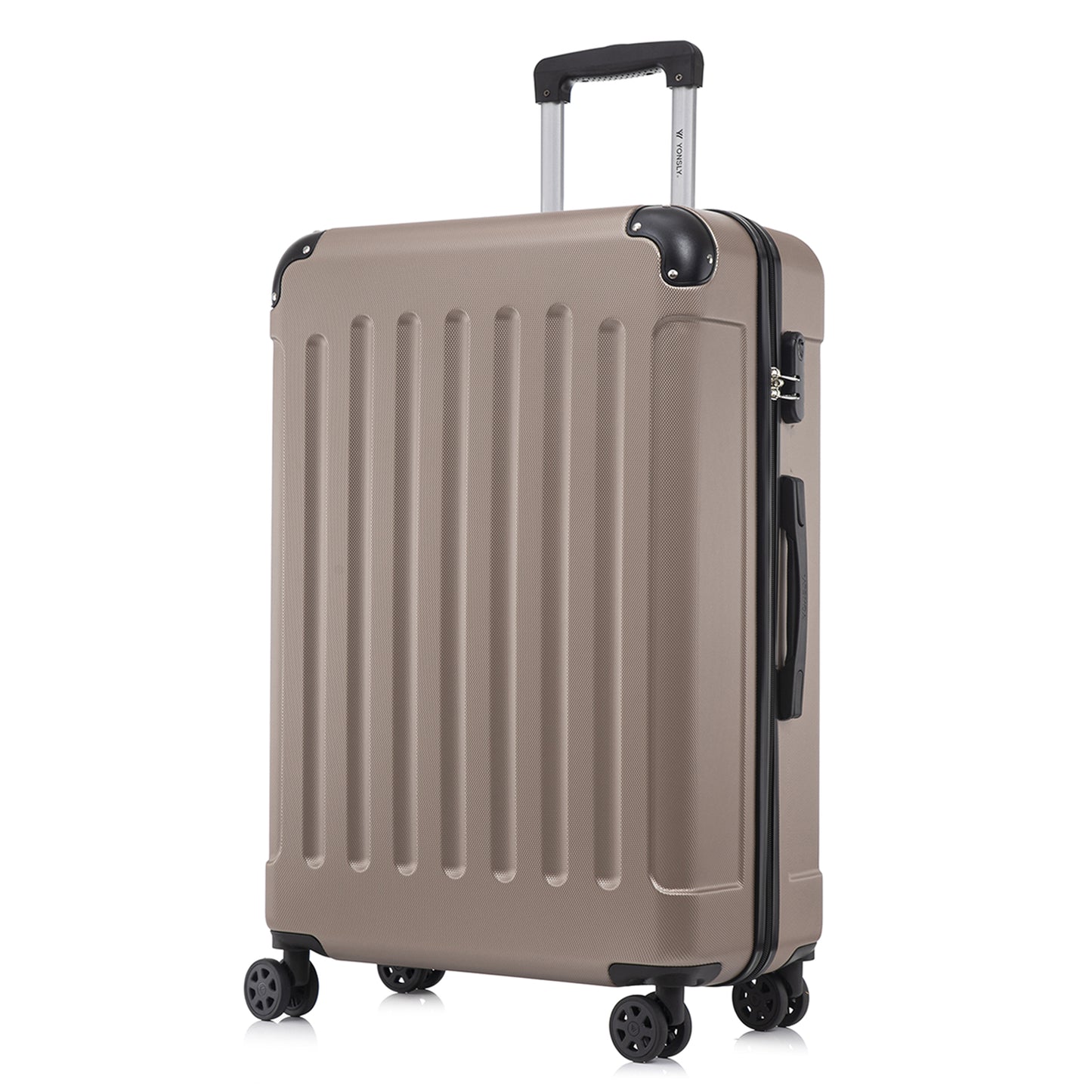 YONSLY® Suitcase, Trolley Travel Suitcase, Rolling Carry-on Luggage with 4 360° Wheels, ABS Hardshell, Security Lock, Soft Rubber Handle, 210D Lining