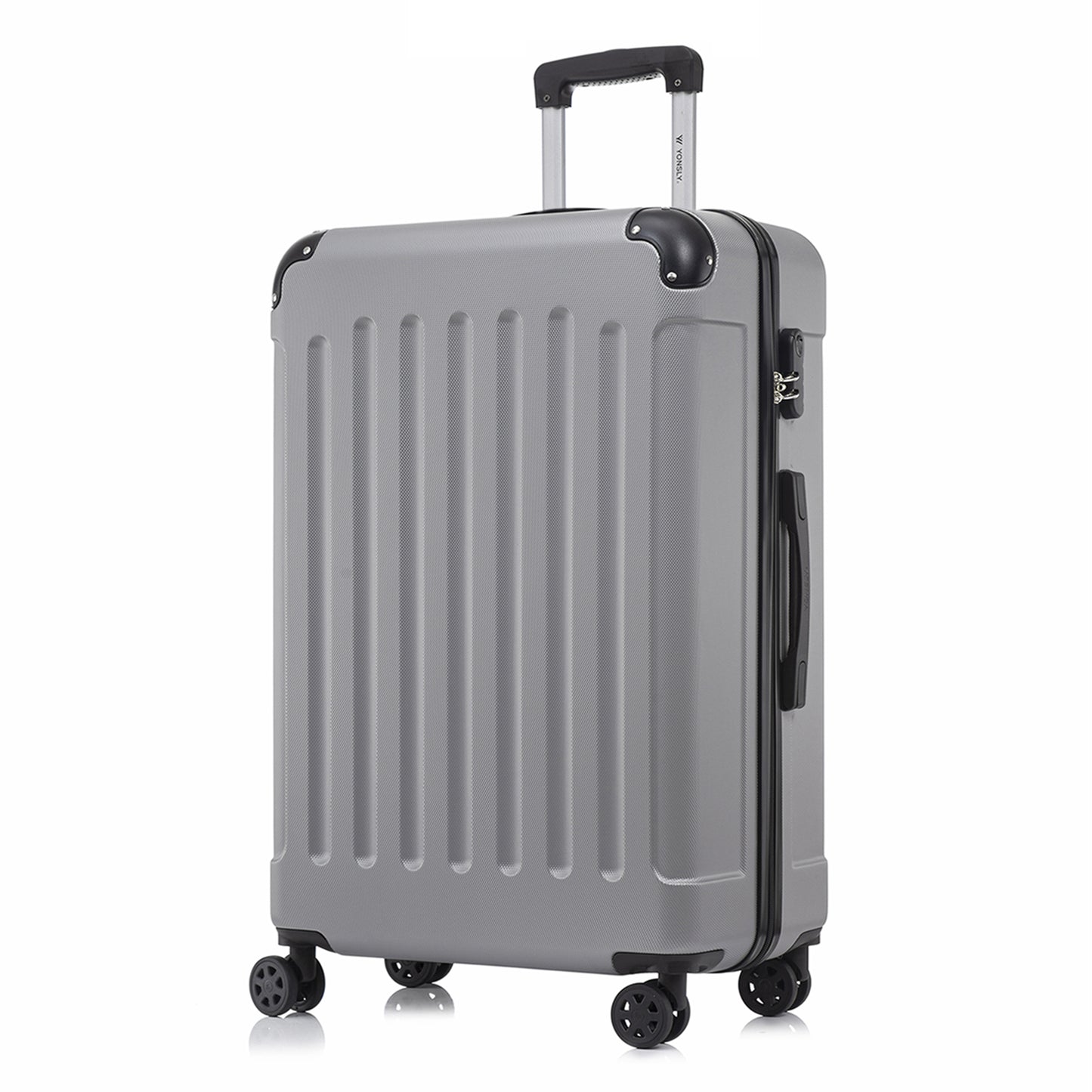 YONSLY® Suitcase, Trolley Travel Suitcase, Rolling Carry-on Luggage with 4 360° Wheels, ABS Hardshell, Security Lock, Soft Rubber Handle, 210D Lining