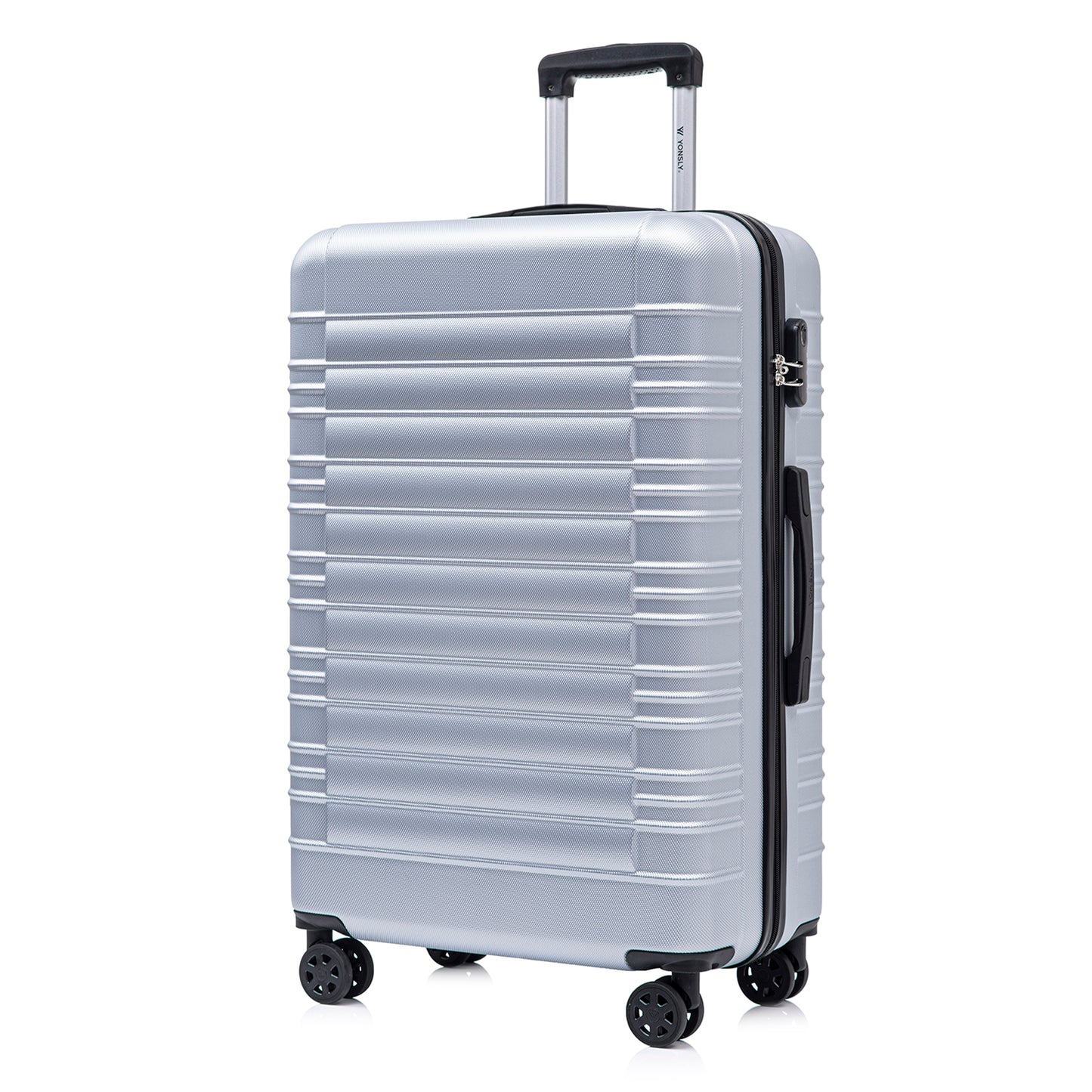 YONSLY® Suitcase, Trolley Suitcase, Cabin Luggage with 4 360° Wheels, Hardshell Suitcase, Combination Lock, Soft Rubber Handle