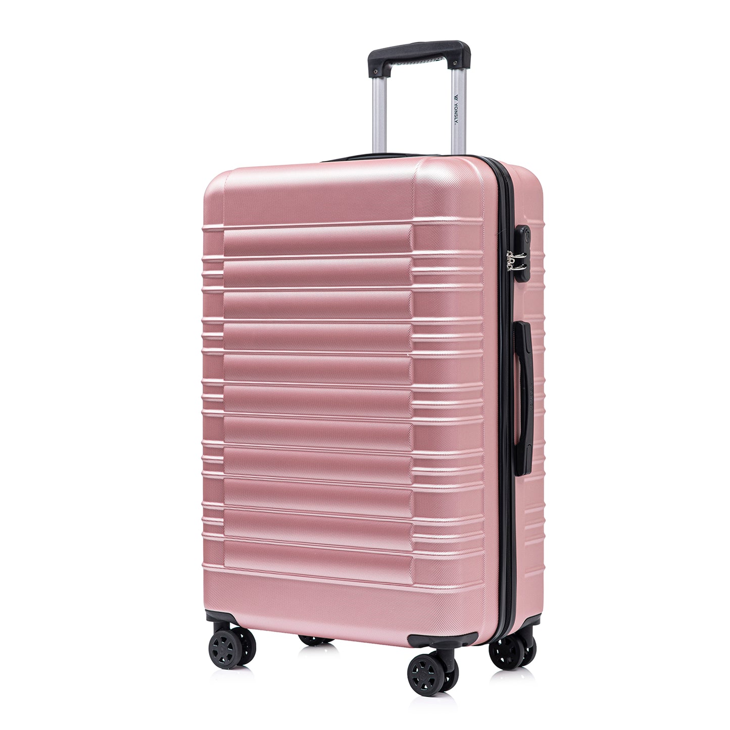 YONSLY® Suitcase, Trolley Suitcase, Cabin Luggage with 4 360° Wheels, Hardshell Suitcase, Combination Lock, Soft Rubber Handle