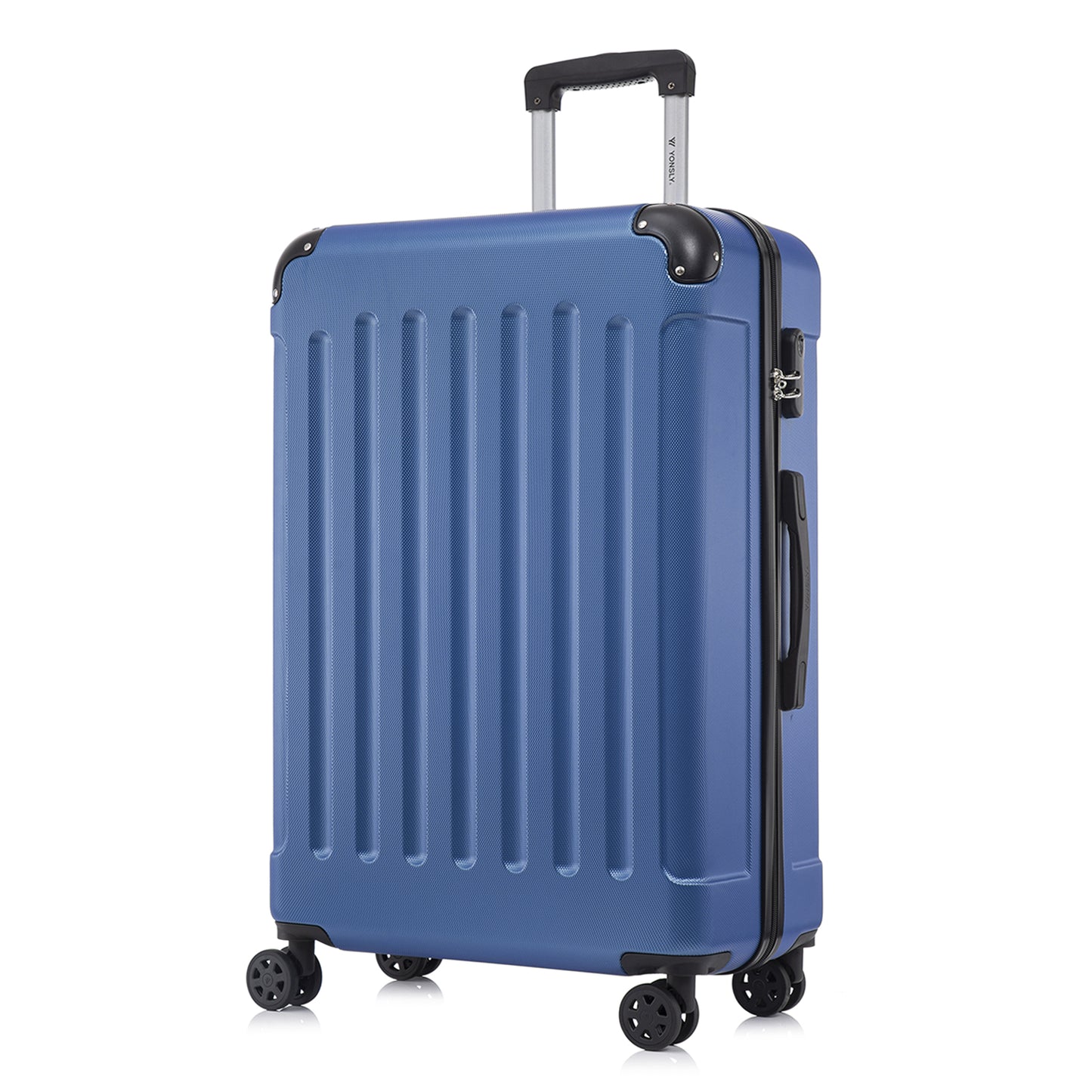 YONSLY® Suitcase, Trolley Travel Suitcase, Rolling Carry-on Luggage with 4 360° Wheels, ABS Hardshell, Security Lock, Soft Rubber Handle, 210D Lining