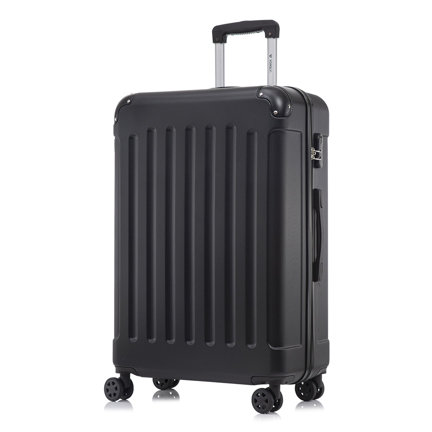 YONSLY® Suitcase, Trolley Travel Suitcase, Rolling Carry-on Luggage with 4 360° Wheels, ABS Hardshell, Security Lock, Soft Rubber Handle, 210D Lining