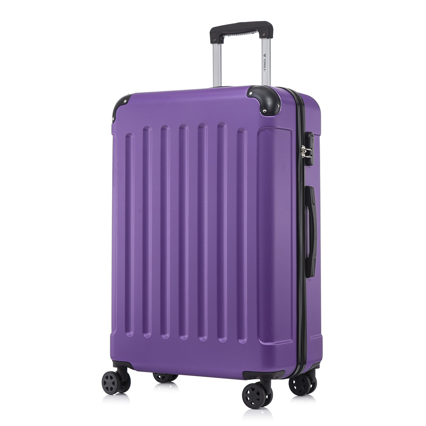YONSLY® Suitcase, Trolley Travel Suitcase, Rolling Carry-on Luggage with 4 360° Wheels, ABS Hardshell, Security Lock, Soft Rubber Handle, 210D Lining