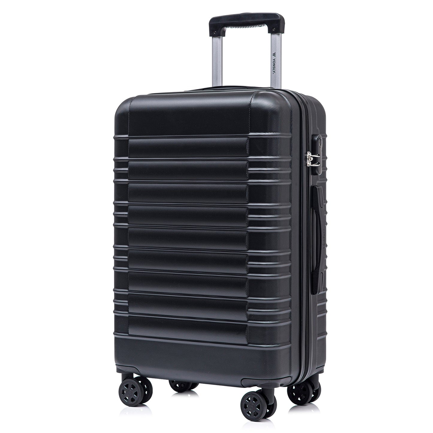 YONSLY® Suitcase, Trolley Suitcase, Cabin Luggage with 4 360° Wheels, Hardshell Suitcase, Combination Lock, Soft Rubber Handle