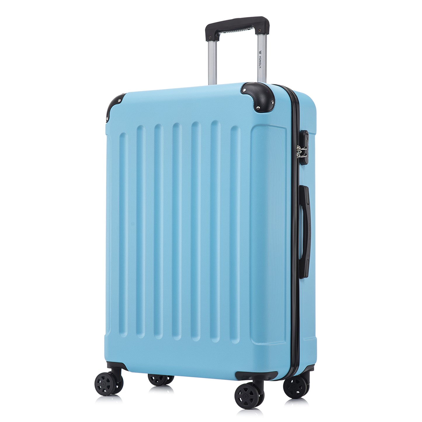 YONSLY® Suitcase, Trolley Travel Suitcase, Rolling Carry-on Luggage with 4 360° Wheels, ABS Hardshell, Security Lock, Soft Rubber Handle, 210D Lining