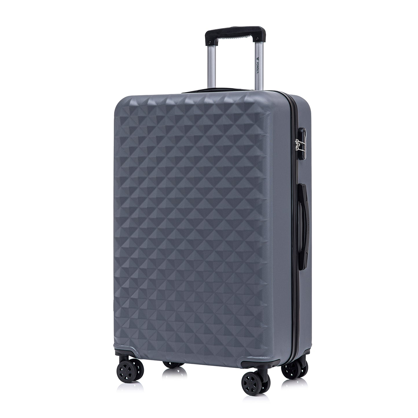 YONSLY® Suitcase, Trolley Travel Suitcase, Cabin Case Rolling Luggage Hand Luggage with 4 360° Wheels, Hard Shell Travel Suitcase, Combination Lock, Soft Rubber Handle