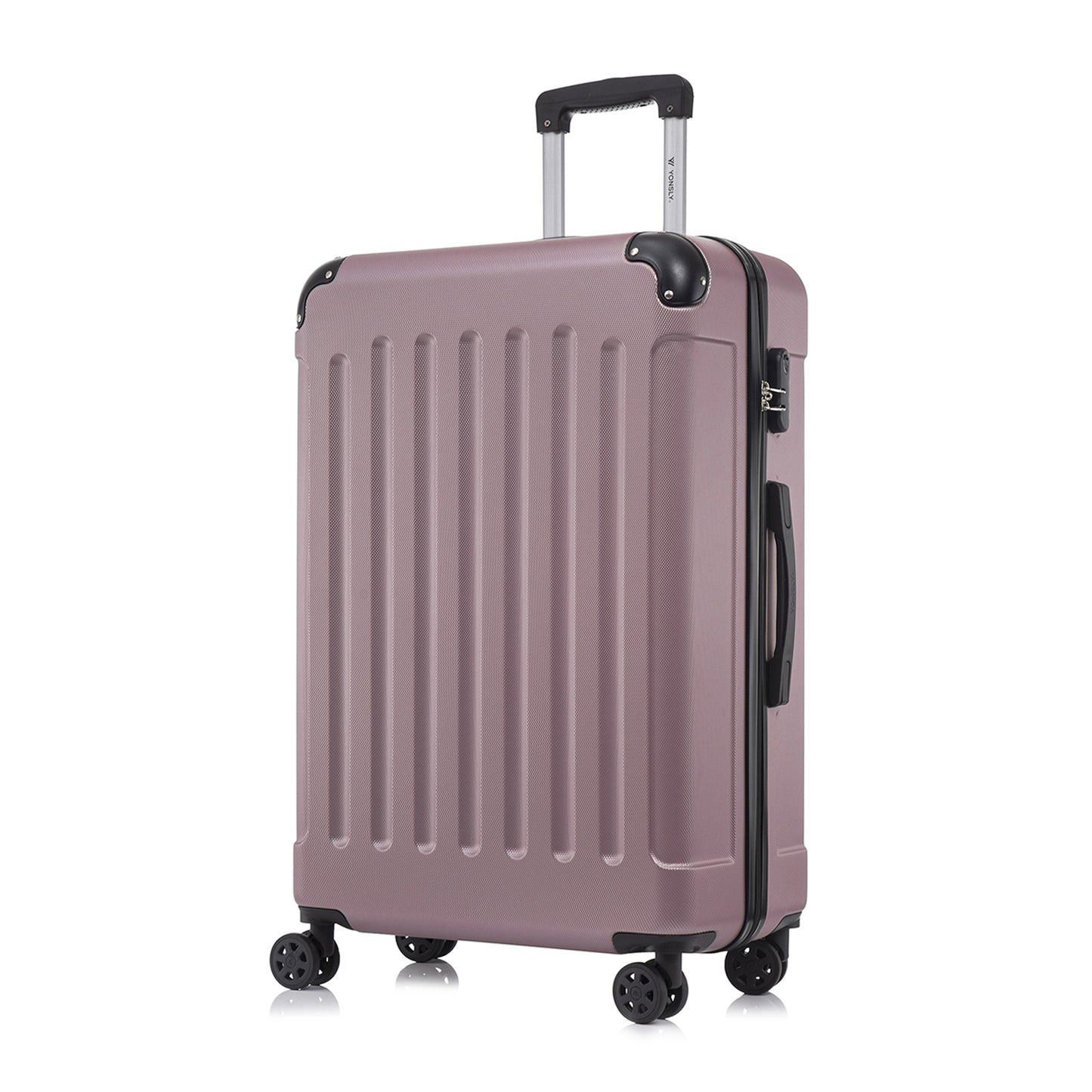YONSLY® Suitcase, Trolley Travel Suitcase, Rolling Carry-on Luggage with 4 360° Wheels, ABS Hardshell, Security Lock, Soft Rubber Handle, 210D Lining