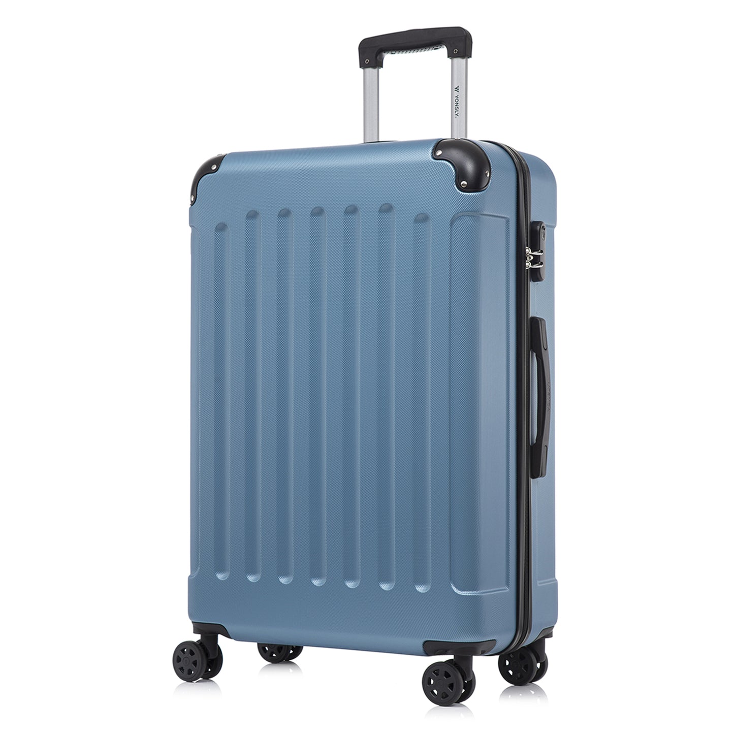 YONSLY® Suitcase, Trolley Travel Suitcase, Rolling Carry-on Luggage with 4 360° Wheels, ABS Hardshell, Security Lock, Soft Rubber Handle, 210D Lining