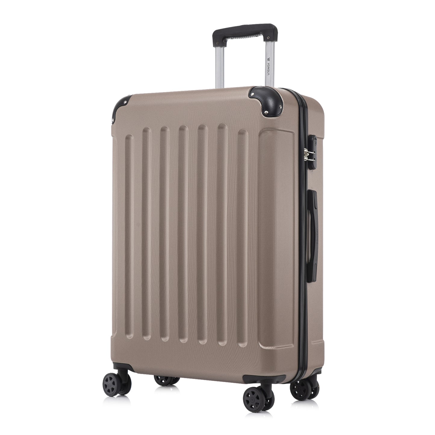 YONSLY® Suitcase, Trolley Travel Suitcase, Rolling Suitcase Carry-On with 4 360° Wheels, Hardshell Travel Suitcase, Combination Lock, Soft Rubber Handle