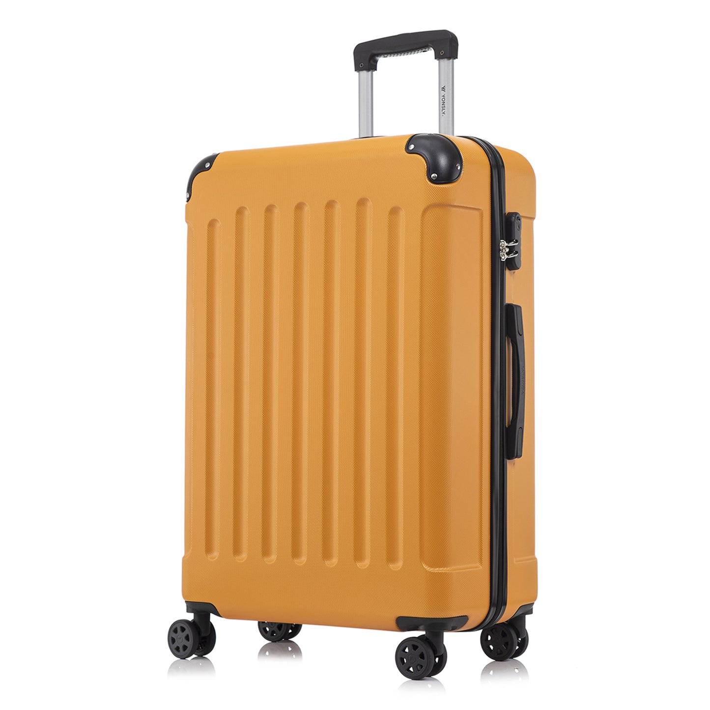 YONSLY® Suitcase, Trolley Travel Suitcase, Rolling Carry-on Luggage with 4 360° Wheels, ABS Hardshell, Security Lock, Soft Rubber Handle, 210D Lining