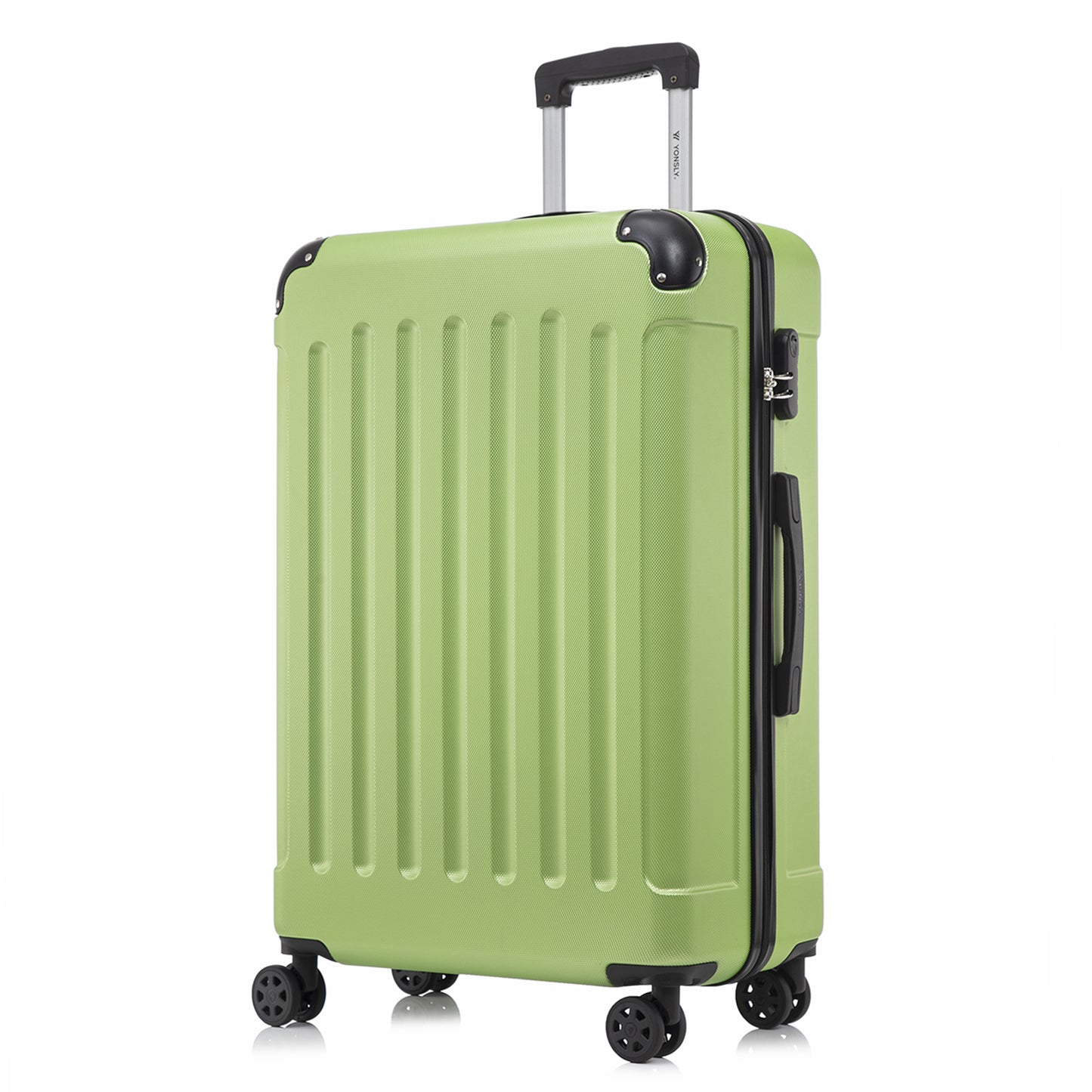 YONSLY® Suitcase, Trolley Travel Suitcase, Rolling Carry-on Luggage with 4 360° Wheels, ABS Hardshell, Security Lock, Soft Rubber Handle, 210D Lining