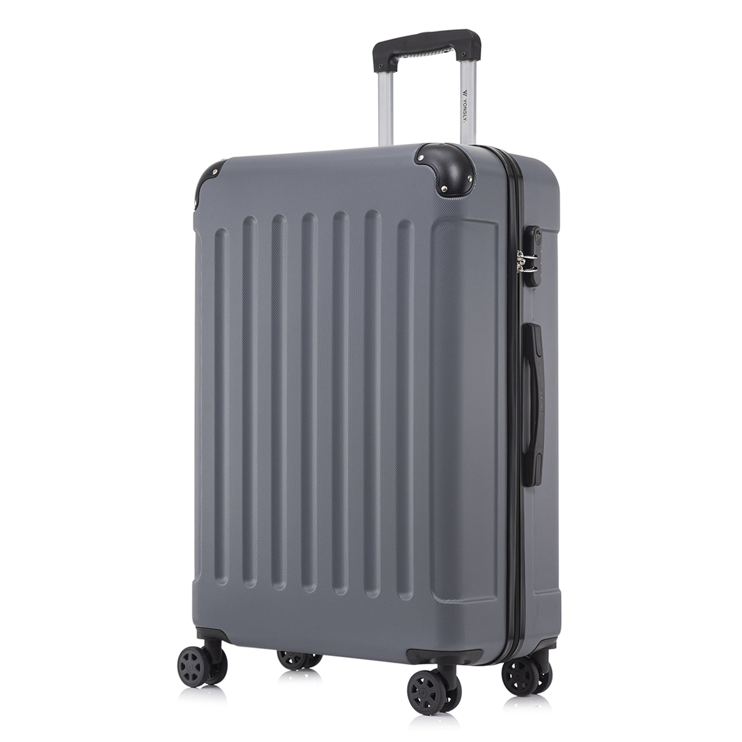 YONSLY® Suitcase, Trolley Travel Suitcase, Rolling Carry-on Luggage with 4 360° Wheels, ABS Hardshell, Security Lock, Soft Rubber Handle, 210D Lining