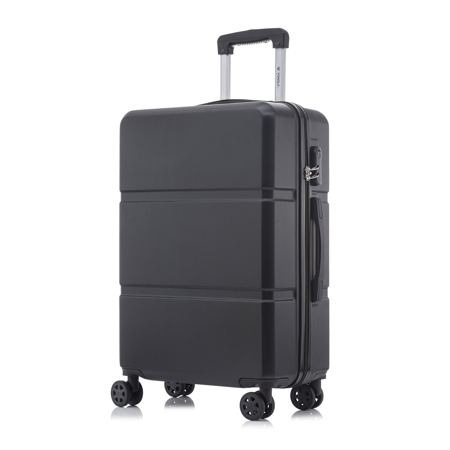 YONSLY® Trolley Travel Suitcase, Rolling Suitcase Carry-On with 4 360° Wheels, Hardshell Suitcase, Combination Lock, Soft Rubber Handle