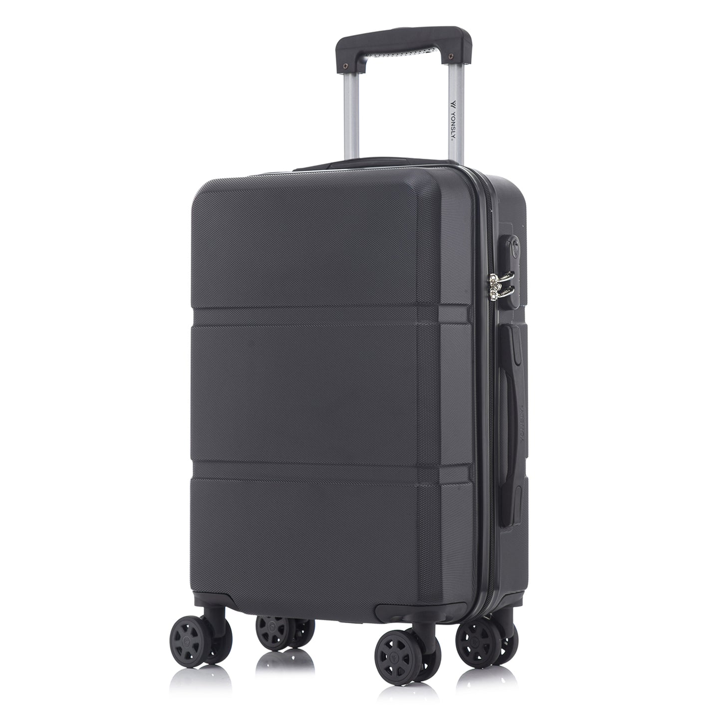 YONSLY® Trolley Travel Suitcase, Rolling Suitcase Carry-On with 4 360° Wheels, Hardshell Suitcase, Combination Lock, Soft Rubber Handle