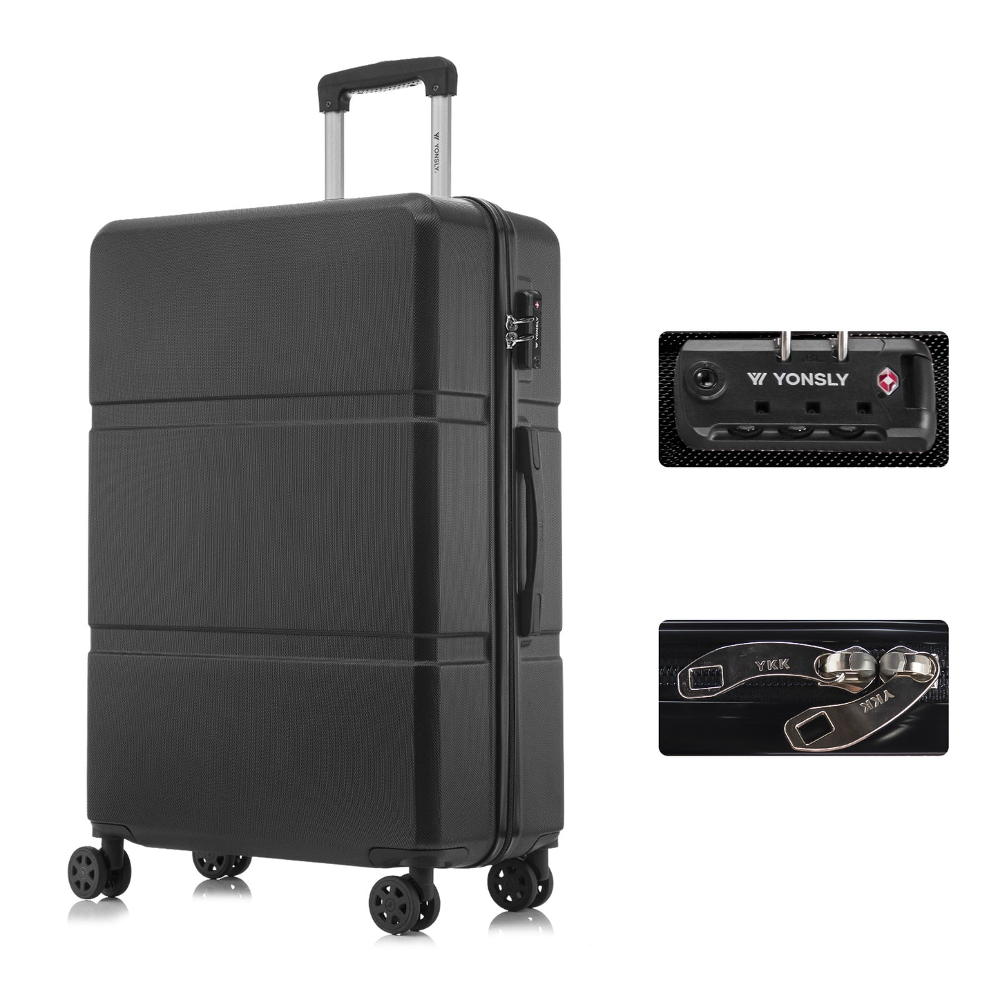 YONSLY® Premium Reisekoffer TSA-Schloss,YKK-Reißverschluss Hartschalen-Koffer Trolley Kabinenkoffer Rollkoffer Suitcase Handgepäck 4 Rollen
