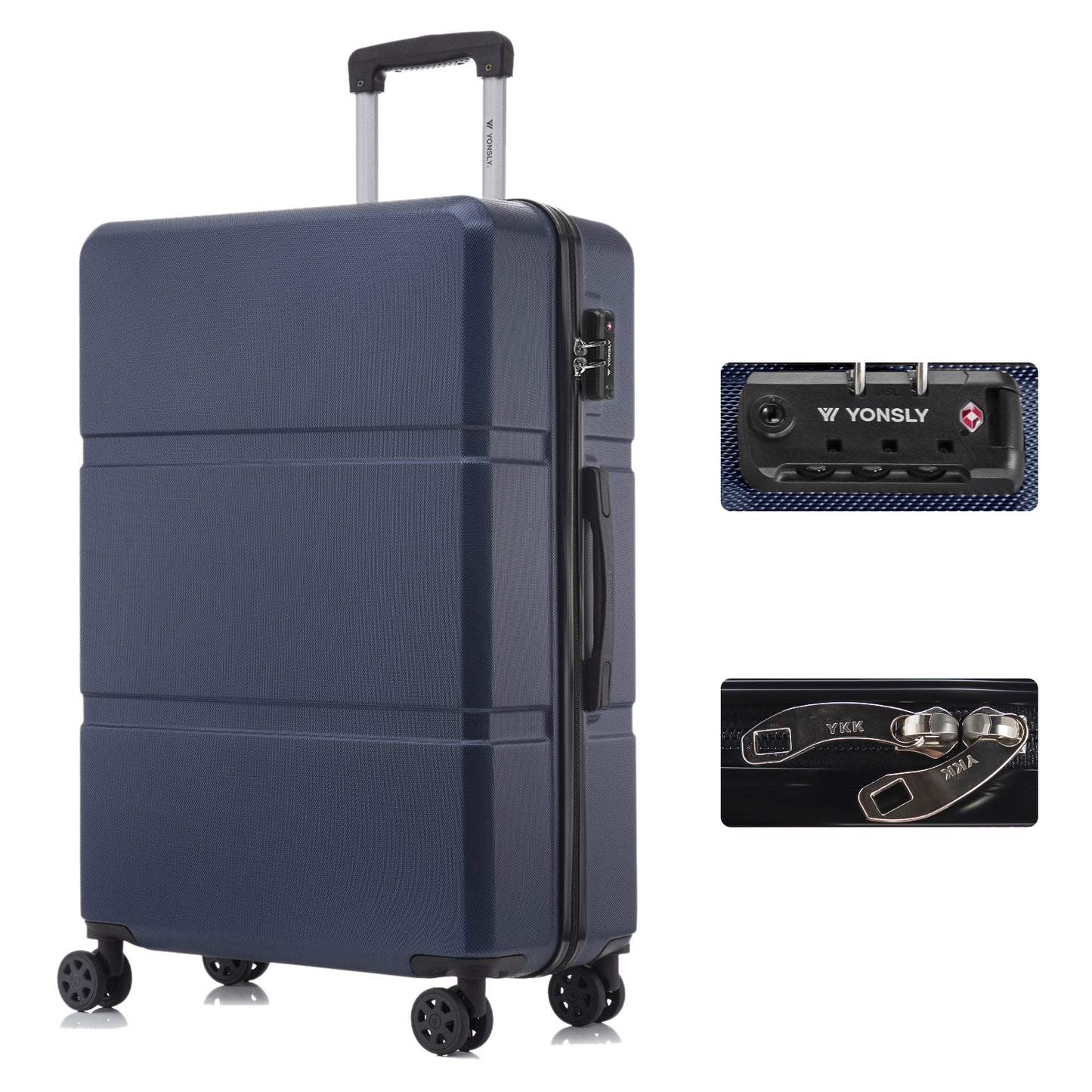 YONSLY® Premium Reisekoffer TSA-Schloss,YKK-Reißverschluss Hartschalen-Koffer Trolley Kabinenkoffer Rollkoffer Suitcase Handgepäck 4 Rollen