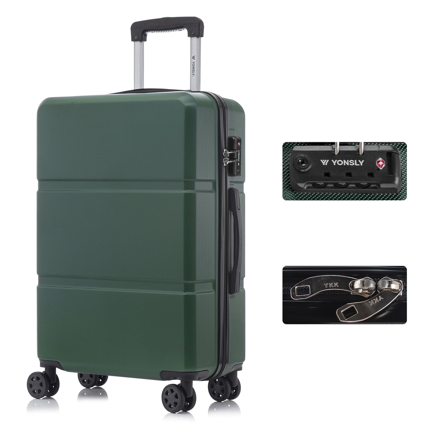 YONSLY® Premium Reisekoffer TSA-Schloss,YKK-Reißverschluss Hartschalen-Koffer Trolley Kabinenkoffer Rollkoffer Suitcase Handgepäck 4 Rollen