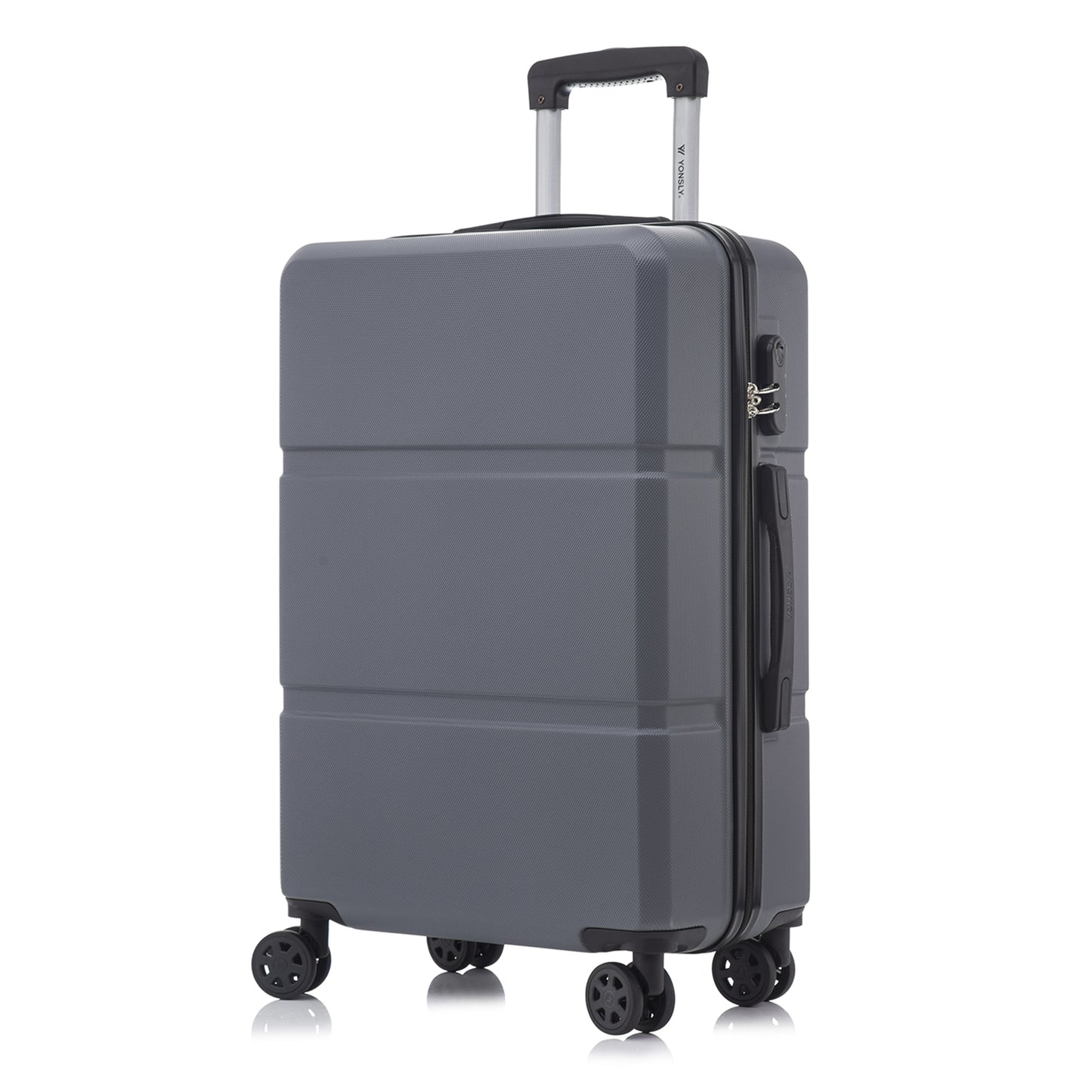 YONSLY® Trolley Travel Suitcase, Rolling Suitcase Carry-On with 4 360° Wheels, Hardshell Suitcase, Combination Lock, Soft Rubber Handle