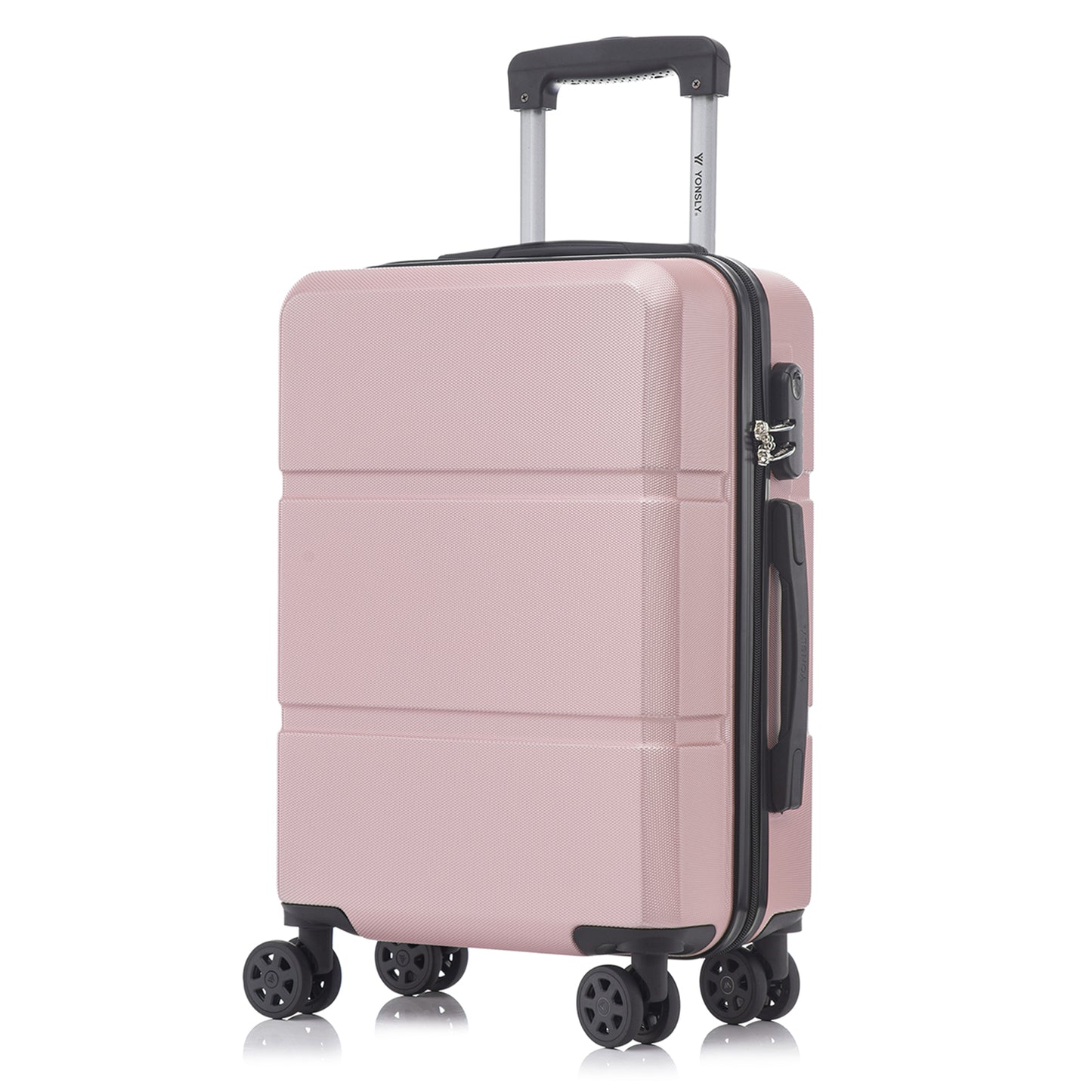 YONSLY® Trolley Travel Suitcase, Rolling Suitcase Carry-On with 4 360° Wheels, Hardshell Suitcase, Combination Lock, Soft Rubber Handle