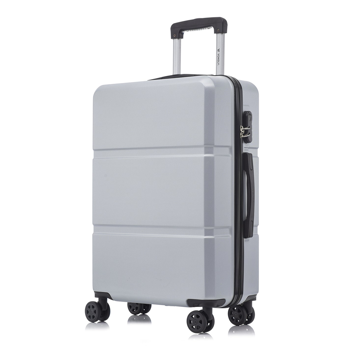 YONSLY® Trolley Travel Suitcase, Rolling Suitcase Carry-On with 4 360° Wheels, Hardshell Suitcase, Combination Lock, Soft Rubber Handle