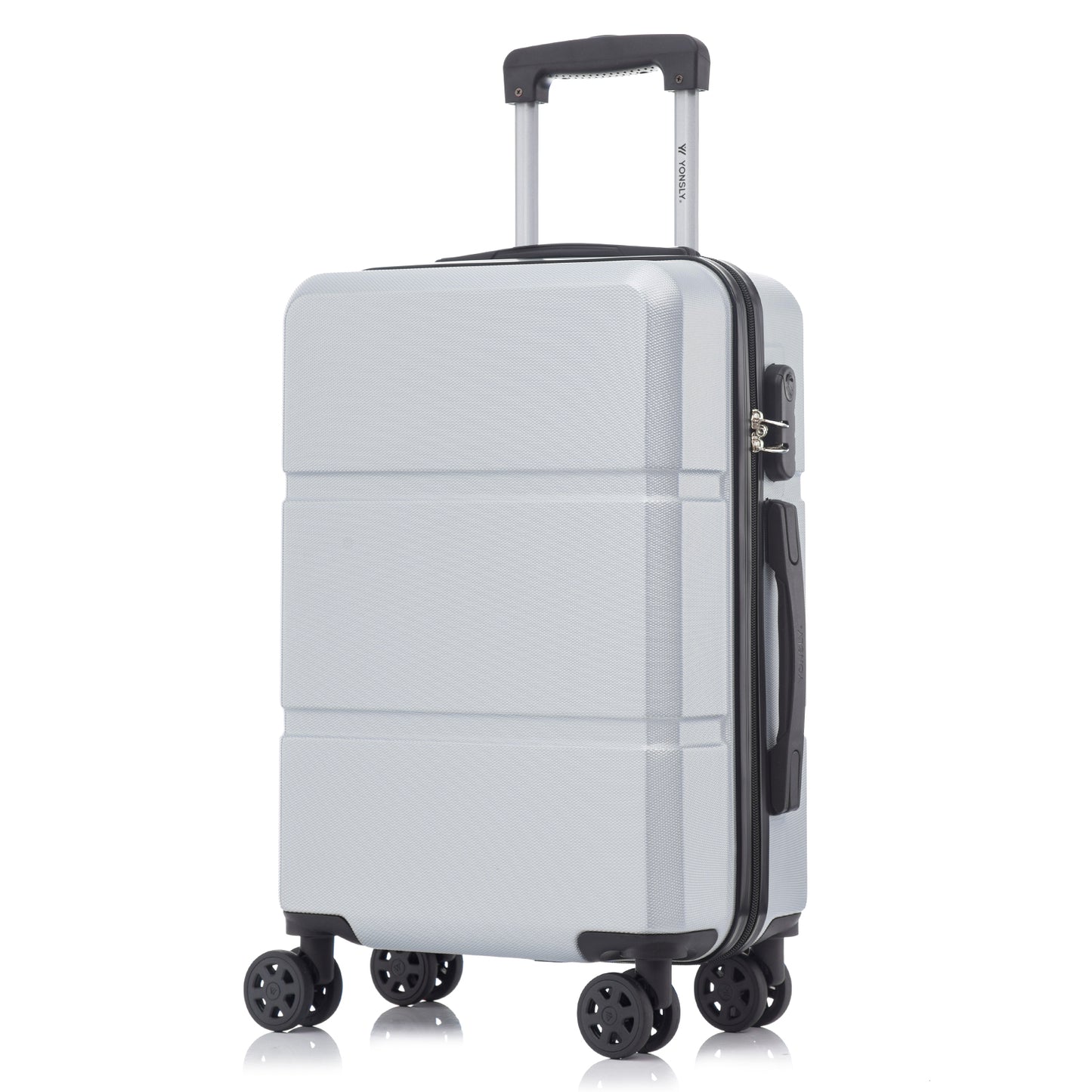 YONSLY® Trolley Travel Suitcase, Rolling Suitcase Carry-On with 4 360° Wheels, Hardshell Suitcase, Combination Lock, Soft Rubber Handle