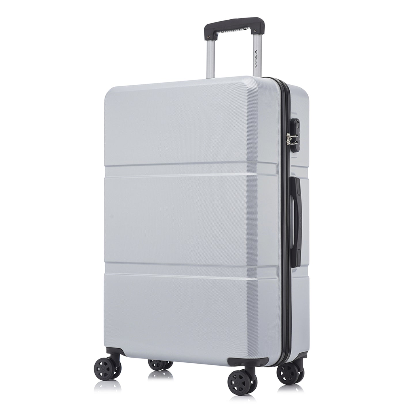 YONSLY® Trolley Travel Suitcase, Rolling Suitcase Carry-On with 4 360° Wheels, Hardshell Suitcase, Combination Lock, Soft Rubber Handle