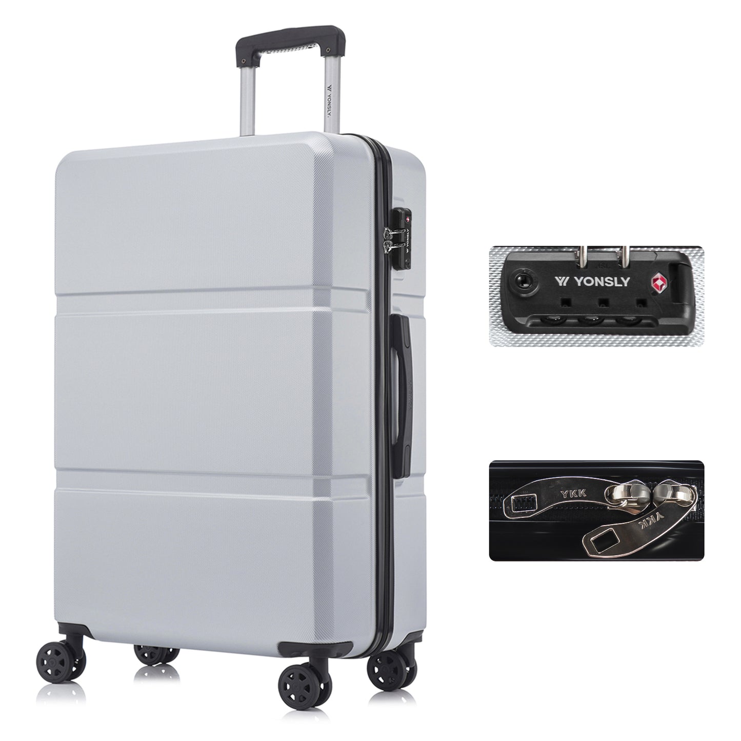 YONSLY® Premium Reisekoffer TSA-Schloss,YKK-Reißverschluss Hartschalen-Koffer Trolley Kabinenkoffer Rollkoffer Suitcase Handgepäck 4 Rollen