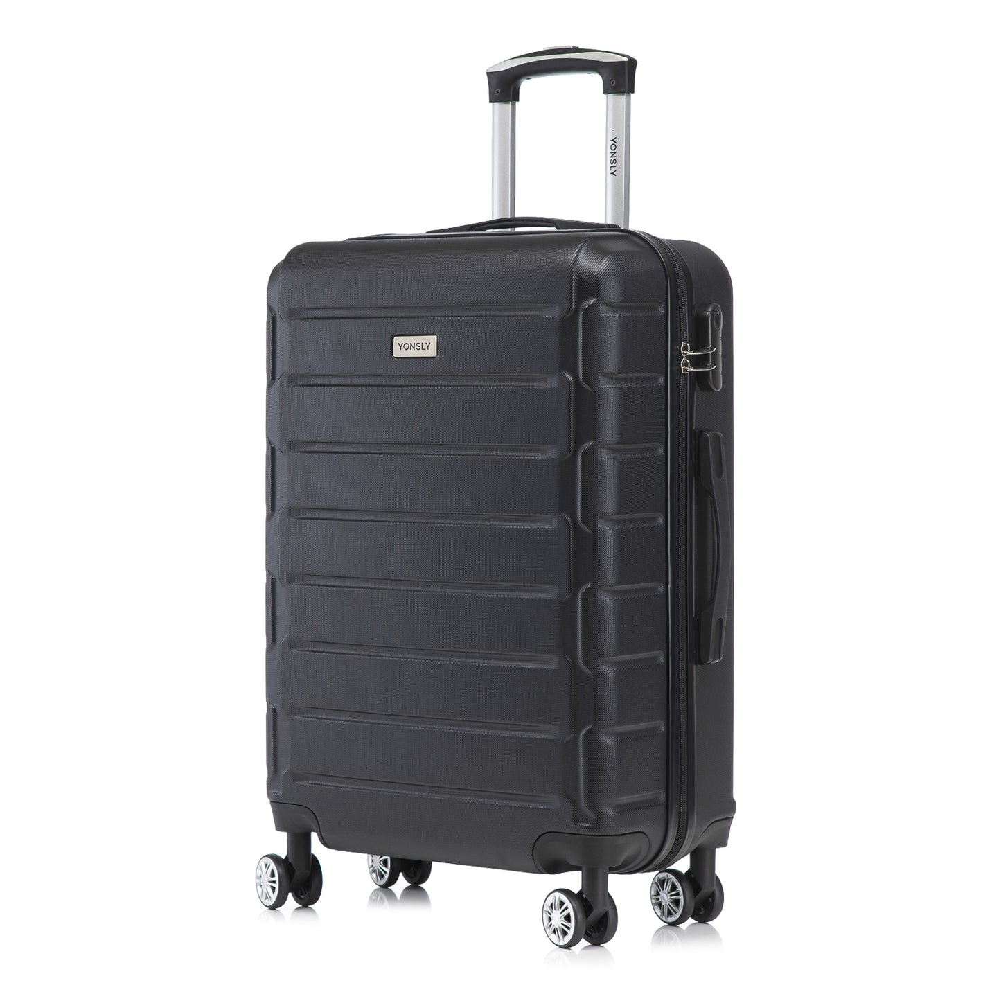 YONSLY® Trolley Reisekoffer Set, Koffer Suitcase, Rollkoffer Handgepäck Hartschalenreisekoffer mit Zahlenschloss, 4 Rollen 360°, Weicher Gummigriff