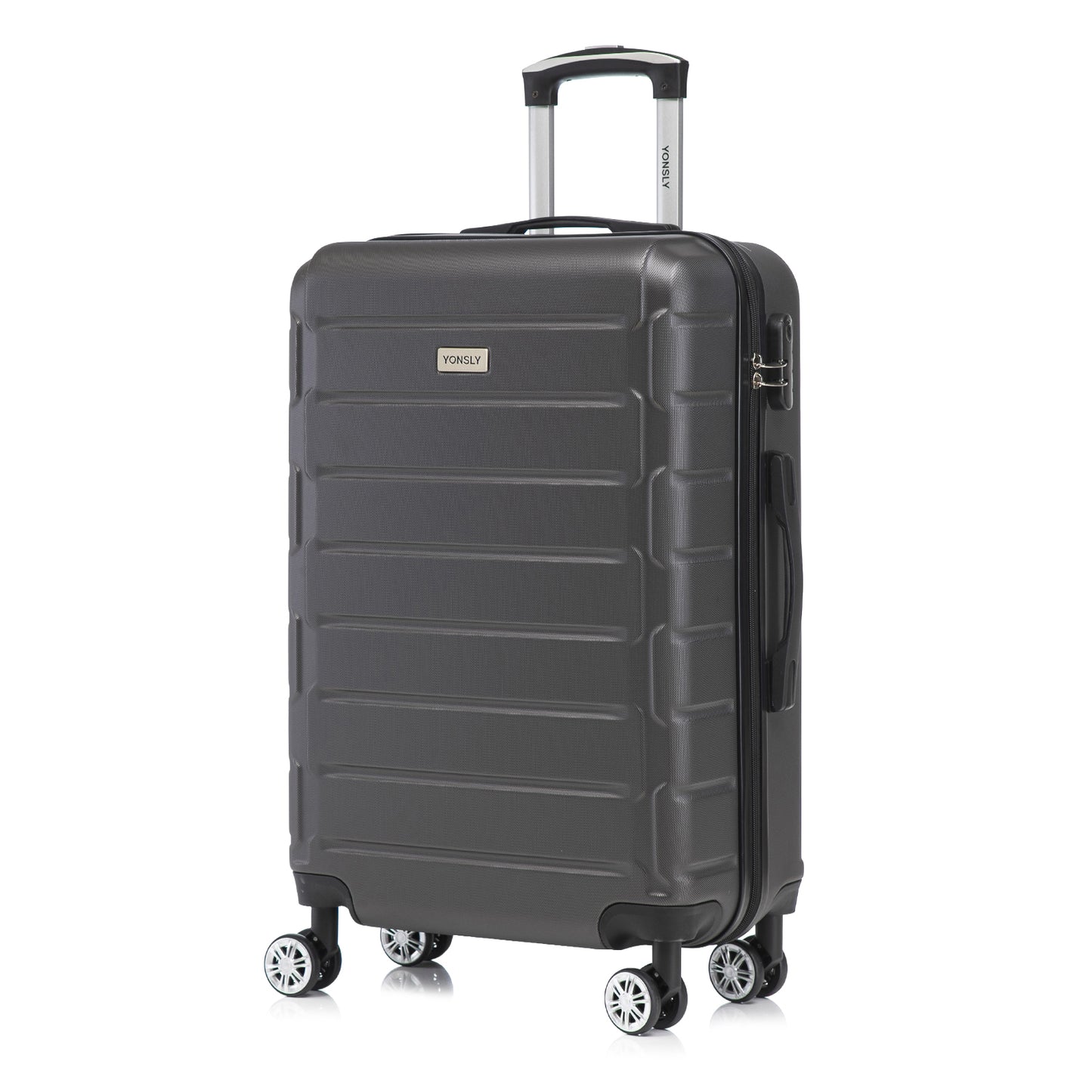 YONSLY® Trolley Reisekoffer Set, Koffer Suitcase, Rollkoffer Handgepäck Hartschalenreisekoffer mit Zahlenschloss, 4 Rollen 360°, Weicher Gummigriff