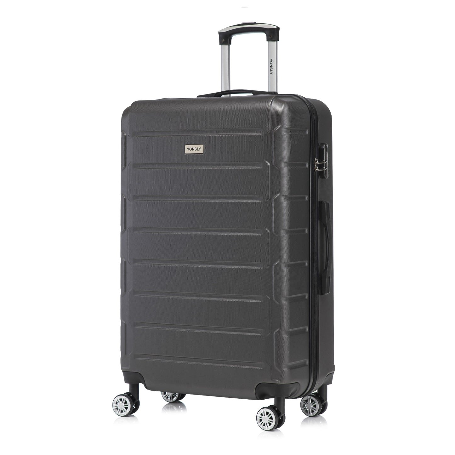 YONSLY® Trolley Reisekoffer Set, Koffer Suitcase, Rollkoffer Handgepäck Hartschalenreisekoffer mit Zahlenschloss, 4 Rollen 360°, Weicher Gummigriff