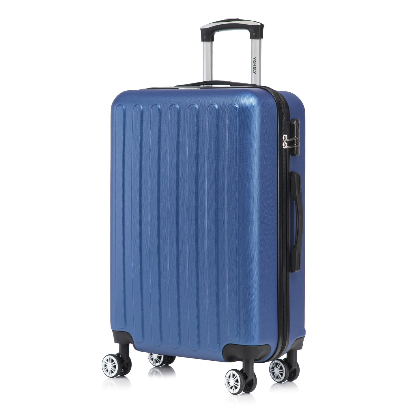 YONSLY® Koffer Suitcase, Trolley Reisekoffer Set, Rollkoffer Handgepäck, Kabinenkoffer Hartschalenreisekoffer mit 4 Rollen 360°, Zahlenschloss, Weicher Gummigriff