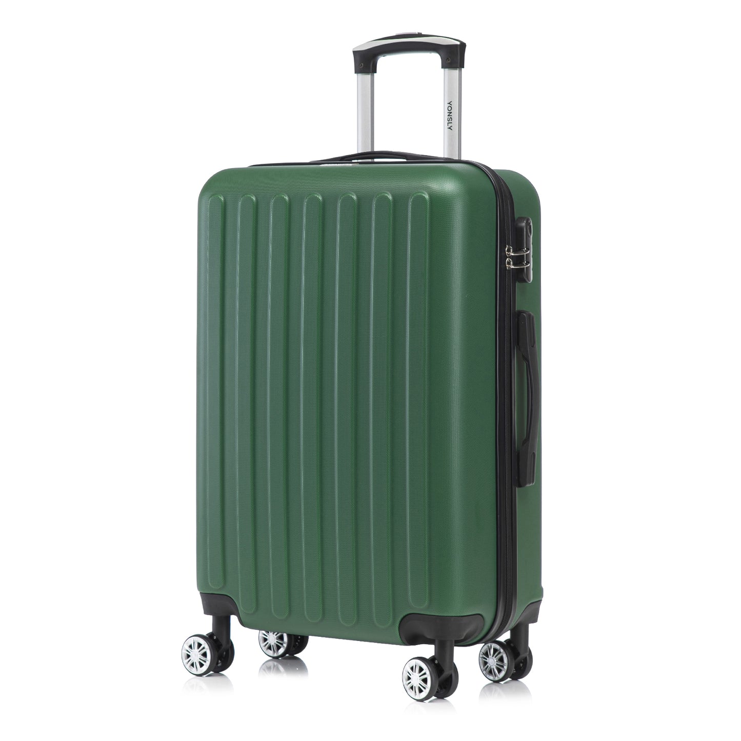 YONSLY® Koffer Suitcase, Trolley Reisekoffer Set, Rollkoffer Handgepäck, Kabinenkoffer Hartschalenreisekoffer mit 4 Rollen 360°, Zahlenschloss, Weicher Gummigriff