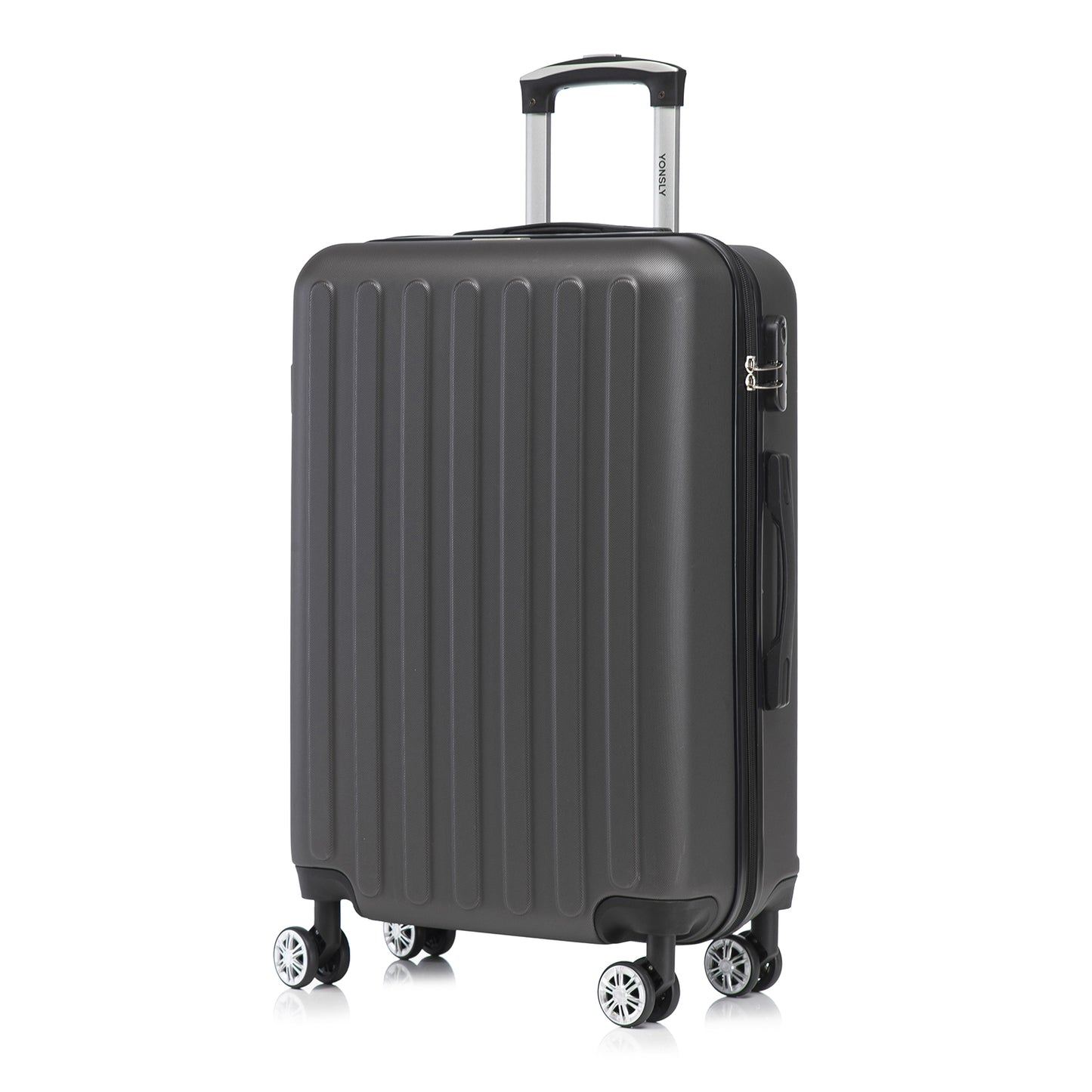YONSLY® Koffer Suitcase, Trolley Reisekoffer Set, Rollkoffer Handgepäck, Kabinenkoffer Hartschalenreisekoffer mit 4 Rollen 360°, Zahlenschloss, Weicher Gummigriff