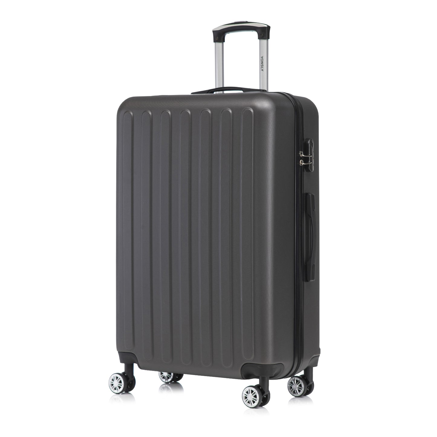 YONSLY® Koffer Suitcase, Trolley Reisekoffer Set, Rollkoffer Handgepäck, Kabinenkoffer Hartschalenreisekoffer mit 4 Rollen 360°, Zahlenschloss, Weicher Gummigriff