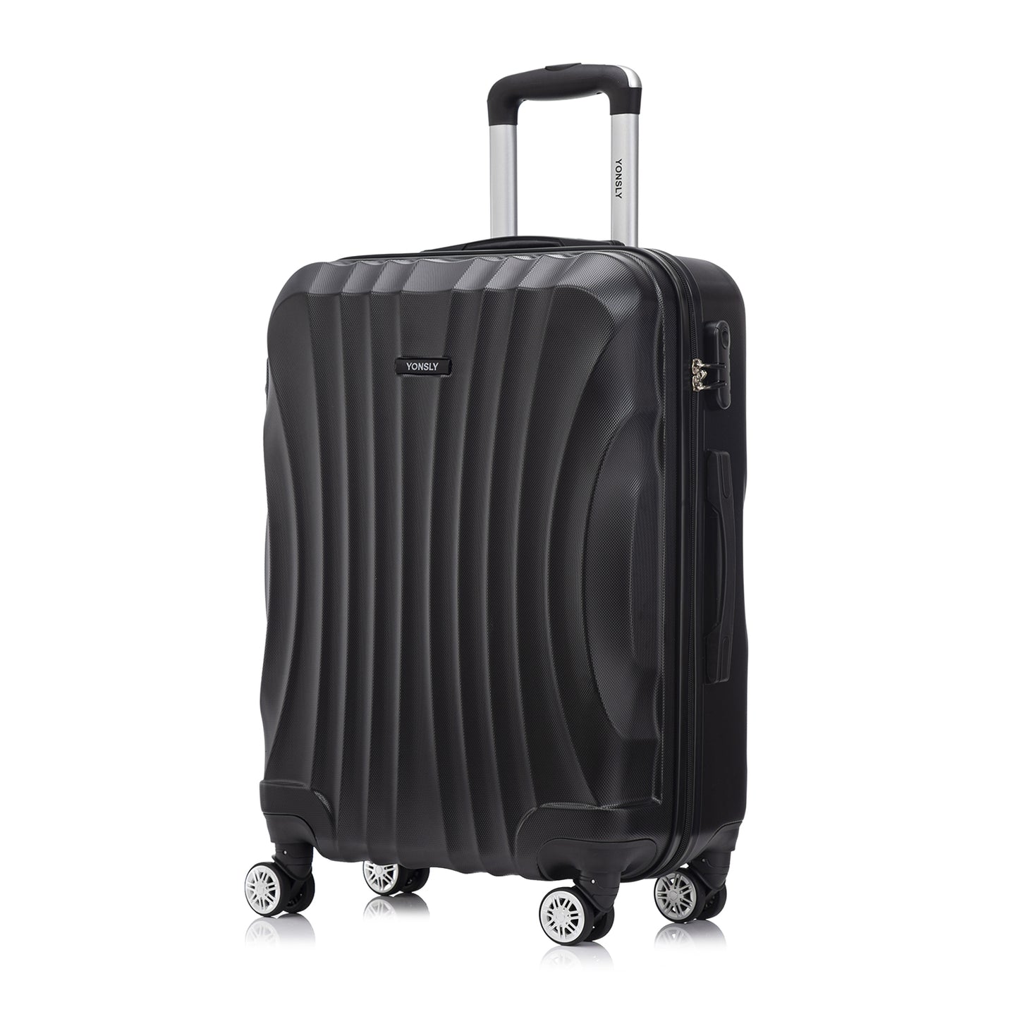 YONSLY® Trolley Reisekoffer Set, Rollkoffer Handgepäck, Kabinenkoffer, Koffer Suitcase, Hartschalenreisekoffer mit 4 Rollen 360°, Zahlenschloss, Weicher Gummigriff