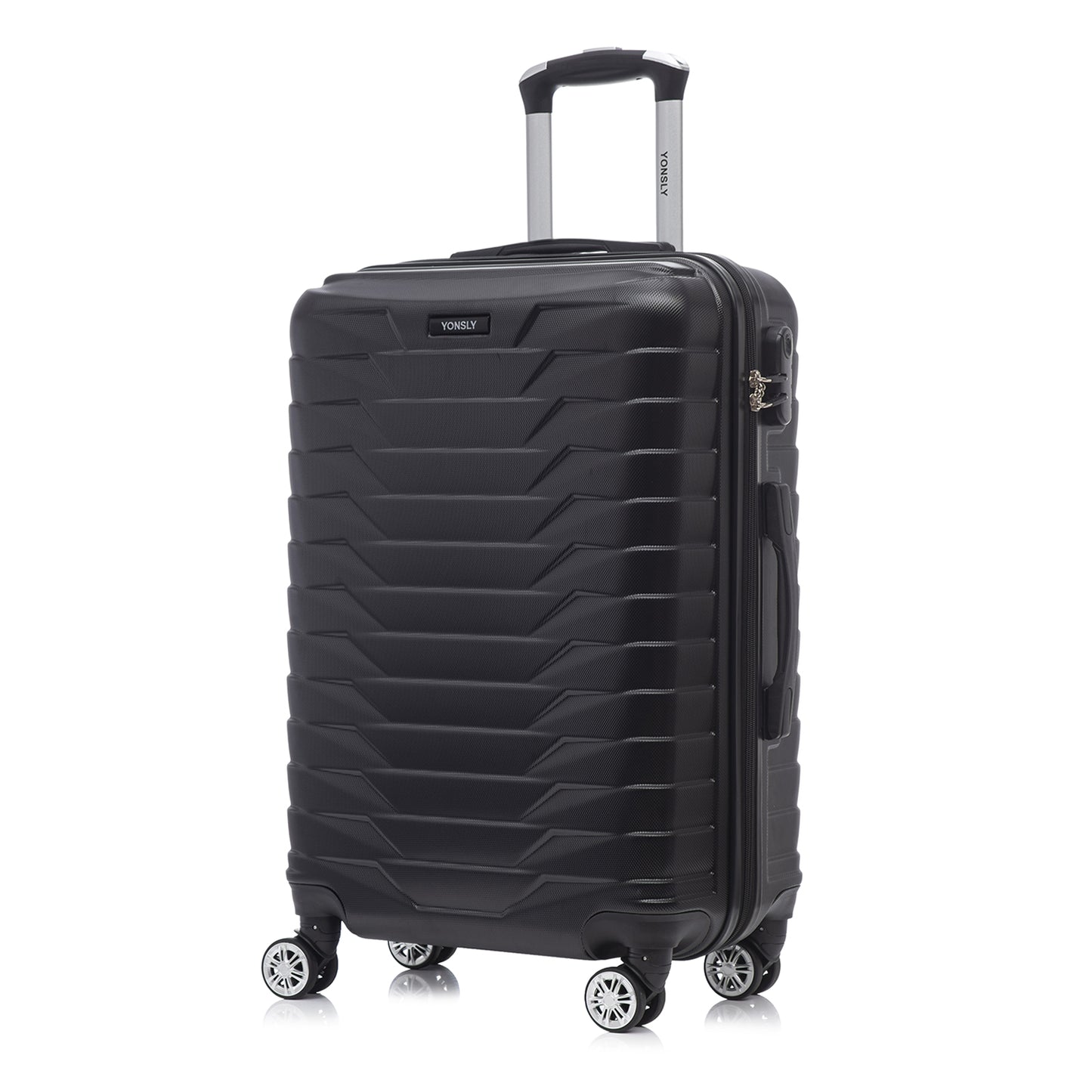YONSLY® Reisekoffer Trolley Rollkoffer Handgepäck Travel Set, Kabinenkoffer, Koffer Suitcase Hartschalenreisekoffer mit 4 Rollen 360°, Zahlenschloss, Weicher Gummigriff