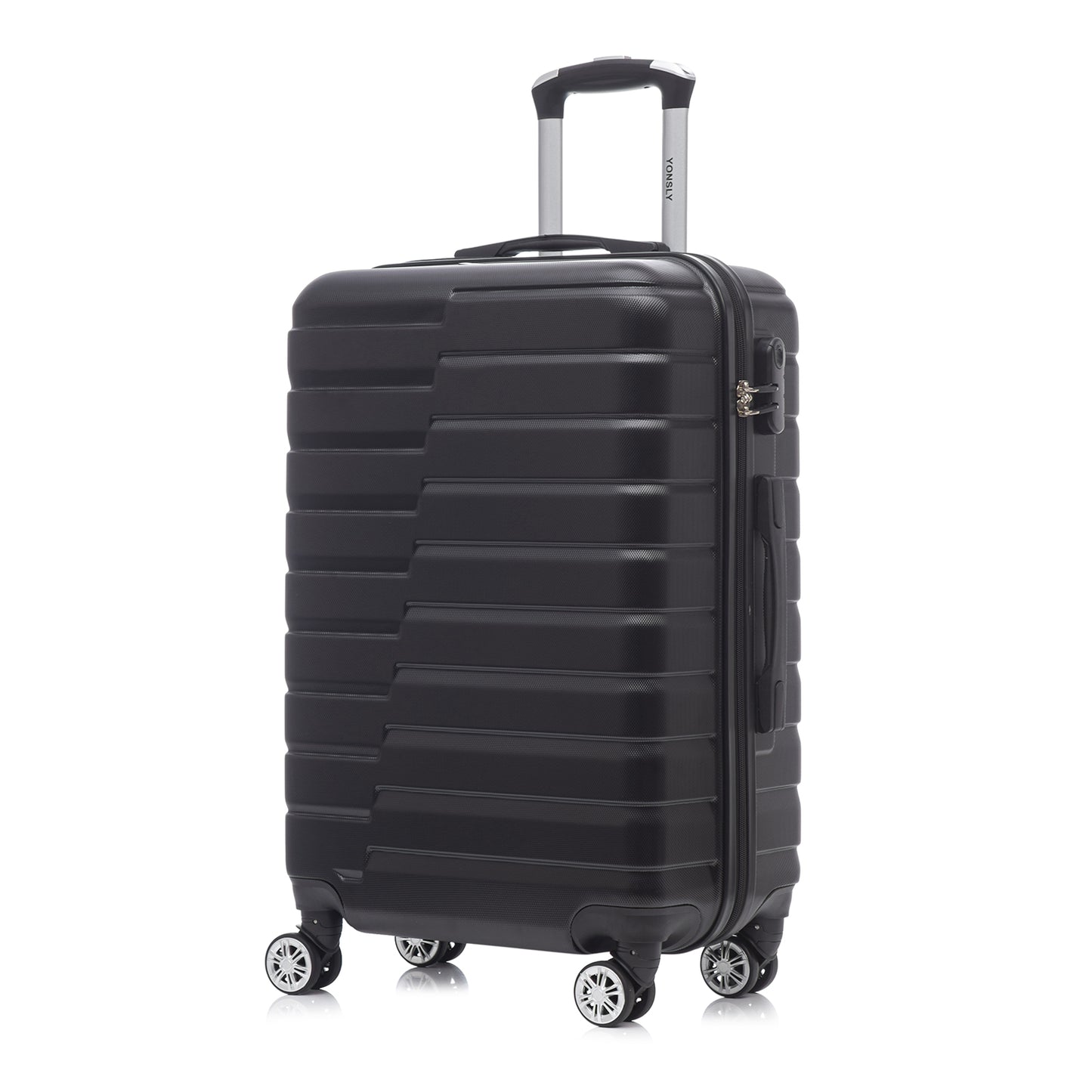 YONSLY® Reisekoffer Trolley Rollkoffer Handgepäck, Kabinenkoffer, Koffer Suitcase Travel Set Hartschalenreisekoffer mit 4 Rollen 360°, Zahlenschloss, Weicher Gummigriff