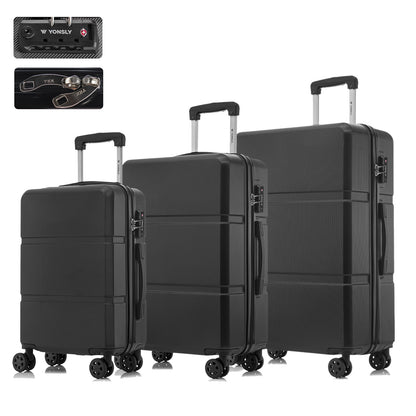 YONSLY® Premium Luggage TSA Lock, YKK Zipper Hardshell Suitcase Trolley Cabin Suitcase Rolling Suitcase Carry-on 4 Wheels (M-L-XL Set)