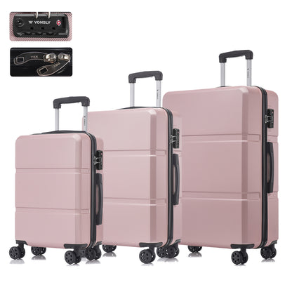 YONSLY® Premium Luggage TSA Lock, YKK Zipper Hardshell Suitcase Trolley Cabin Suitcase Rolling Suitcase Carry-on 4 Wheels (M-L-XL Set)
