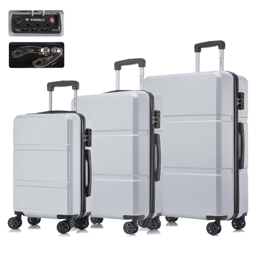 YONSLY® Premium Luggage TSA Lock, YKK Zipper Hardshell Suitcase Trolley Cabin Suitcase Rolling Suitcase Carry-on 4 Wheels (M-L-XL Set)