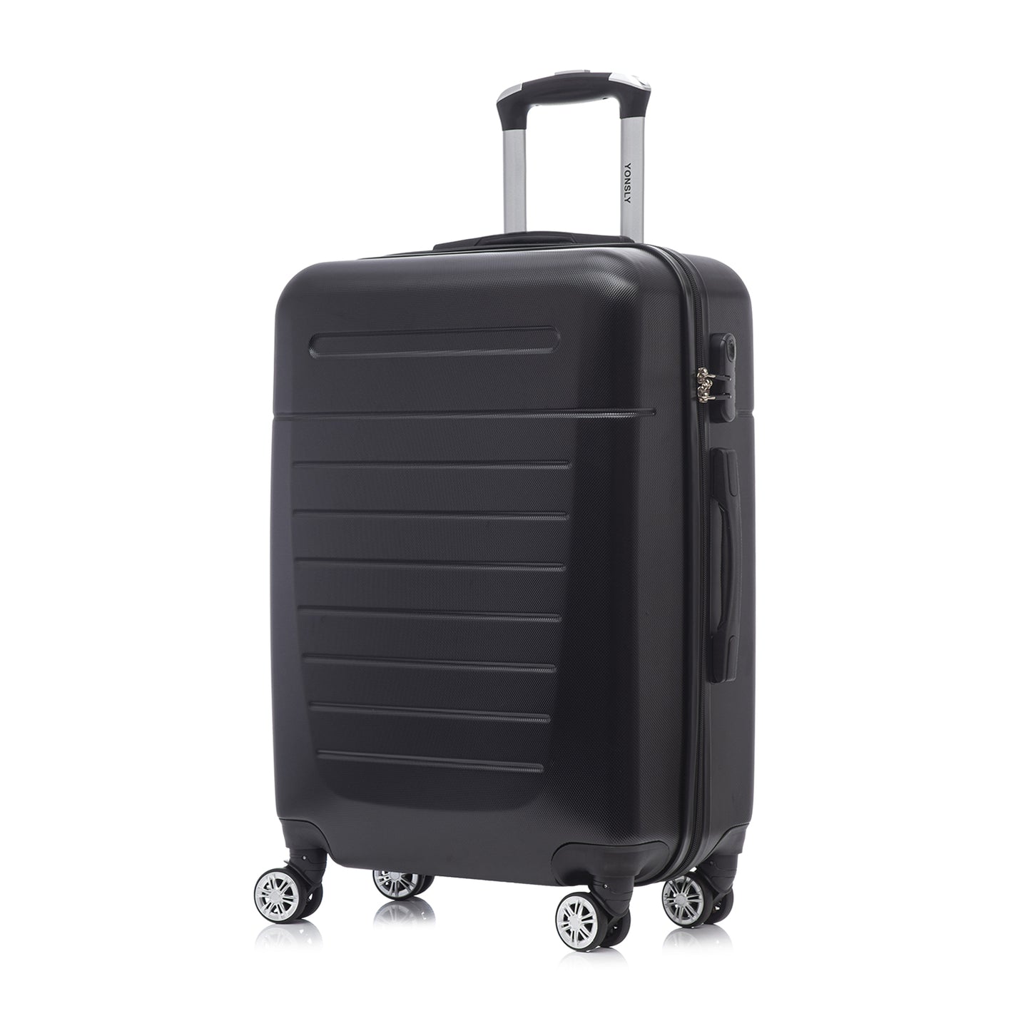 YONSLY® Reisekoffer Trolley Set, Rollkoffer Handgepäck, Kabinenkoffer, Travel Koffer Suitcase mit 4 Rollen 360°, Zahlenschloss, Weicher Gummigriff, Hartschalenreisekoffer