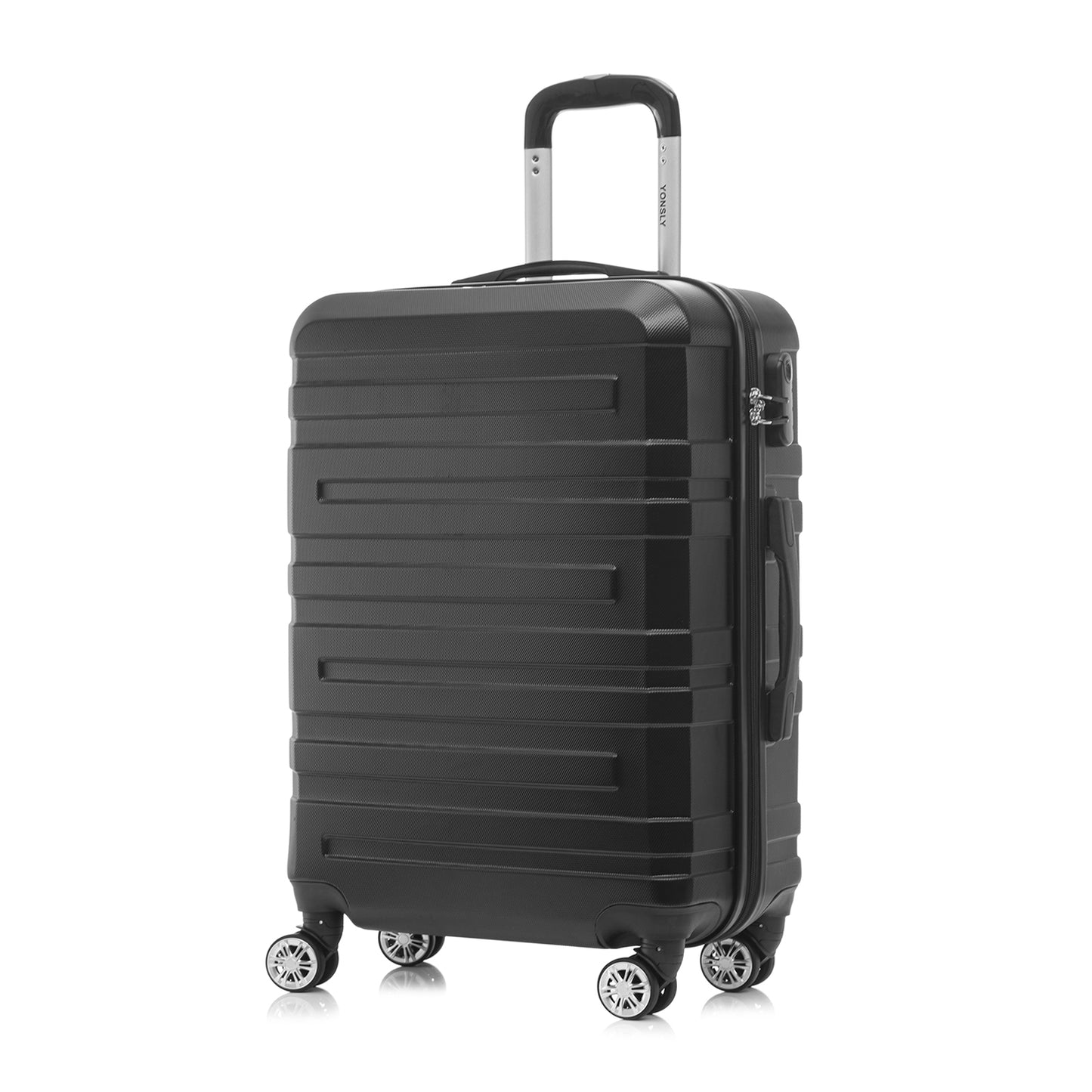 YONSLY® Travel Suitcase Trolley, Rolling Carry-On Luggage Set, Cabin Suitcase, Travel Suitcase with 4 360° Wheels, Combination Lock, Soft Rubber Handle, Hard-Shell Travel Suitcase