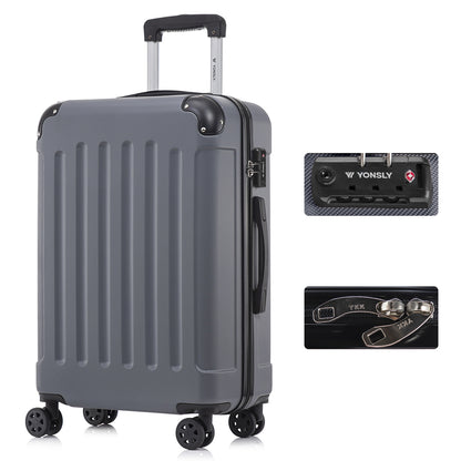 YONSLY® Premium Suitcase, TSA Lock, YKK Zipper Hardshell Luggage Trolley Cabin Suitcase Rolling Suitcase Hand Luggage 4 Wheels