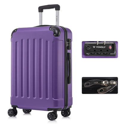 YONSLY® Premium Suitcase, TSA Lock, YKK Zipper Hardshell Luggage Trolley Cabin Suitcase Rolling Suitcase Hand Luggage 4 Wheels